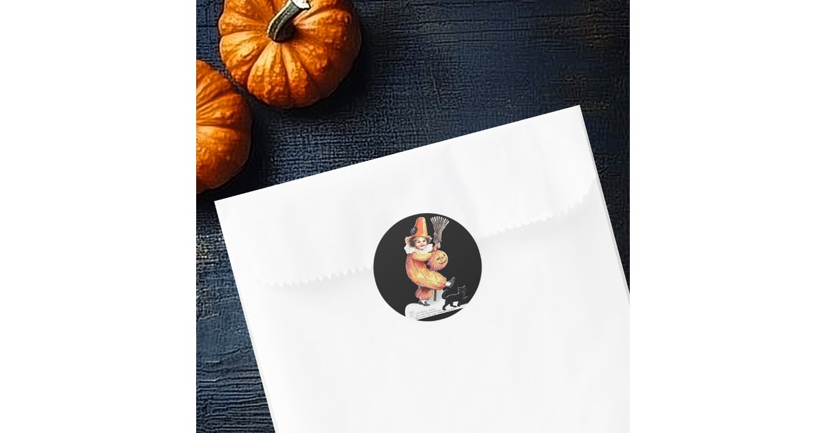 Vintage Halloween Sparkling Costume Party Classic Round Sticker | Zazzle