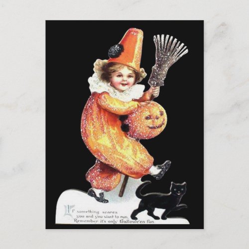 Vintage Halloween Sparkling Costume Party Postcard