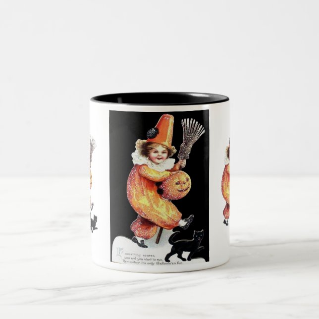 Vintage Halloween Sparkling Costume Party Two-Tone Coffee Mug (Center)
