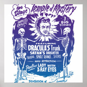 Vintage Halloween Spook Show Temple of Mystery Poster