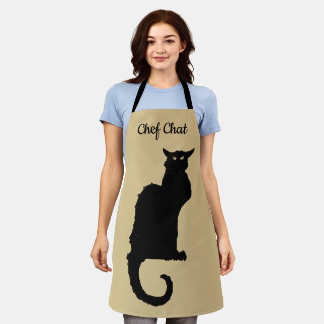 Vintage Halloween, Spooky Art Nouveau Black Cat  Apron (Worn)