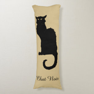 Vintage Halloween, Spooky Art Nouveau Black Cat Body Pillow