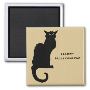 Vintage Halloween, Spooky Art Nouveau Black Cat Magnet