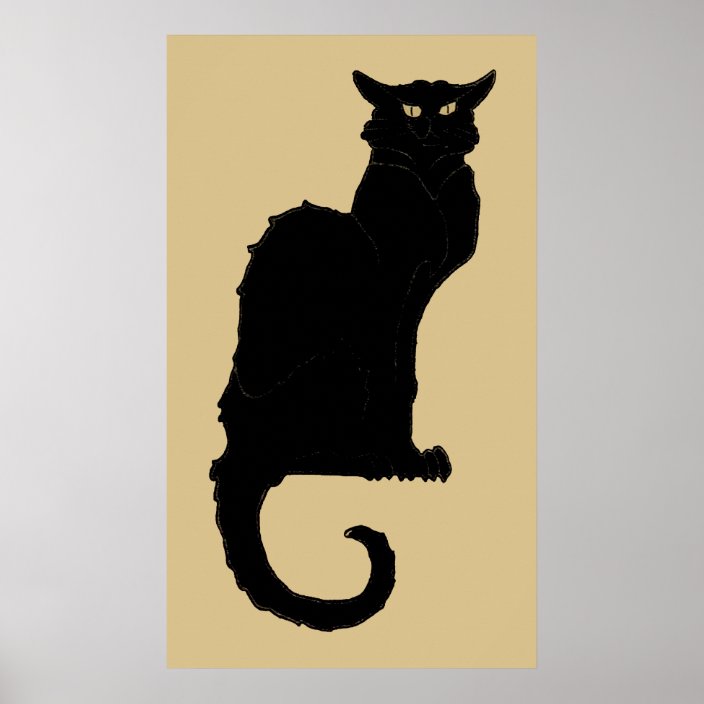 Vintage Halloween Spooky Art Nouveau Black Cat Poster Zazzle Com
