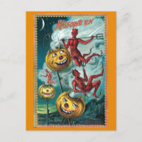 Vintage Halloween Spooky Devil Pumpkin