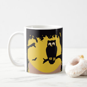 Vintage Halloween, Spooky Owl in Tree with Moon Coffee Mug