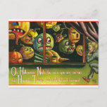 Vintage Halloween spooky pumpkins postcard