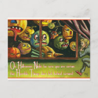 Vintage Halloween spooky pumpkins postcard