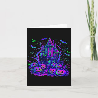 Vintage Halloween Spooky Scene Retro Pumpkin Scary Card