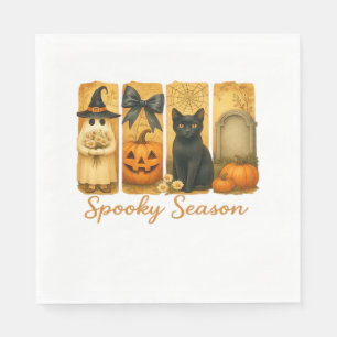 Vintage Halloween Spooky Season, cute ghost floral Napkins