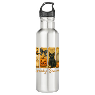Vintage Halloween Spooky Season, cute ghost floral Stainless Steel Water Bottle