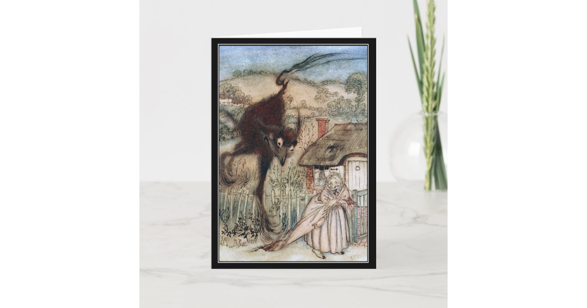 Vintage Halloween Spooky Witch Arthur Rackham Card | Zazzle