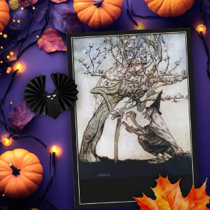 Vintage Halloween Spooky Witch Arthur Rackham  Card