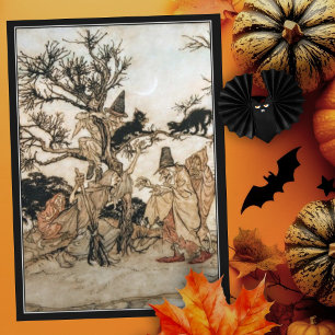 Vintage Halloween Spooky Witch Arthur Rackham Card