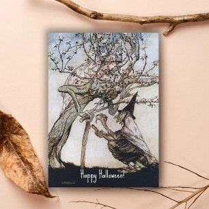 Vintage Halloween Spooky Witch Arthur Rackham Card