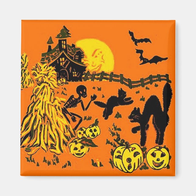 Vintage Halloween Square Magnet (Front)
