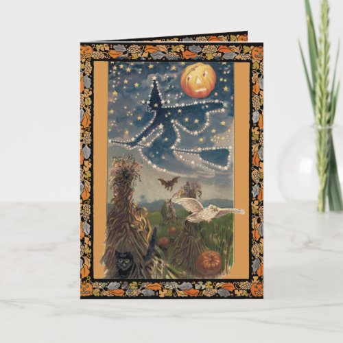 Vintage Halloween Starry Night Card