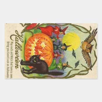 Vintage Halloween Sticker | Witch Cat by mrcountscary at Zazzle