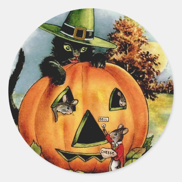 Vintage Halloween Stickers - Trick or Treat | Zazzle.com