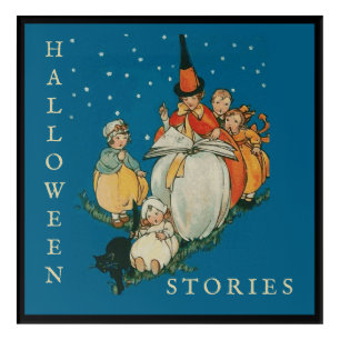 Vintage Halloween Storytime Little Witch Black Cat Acrylic Print