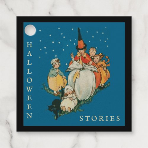 Vintage Halloween Storytime Little Witch Black Cat Favor Tags