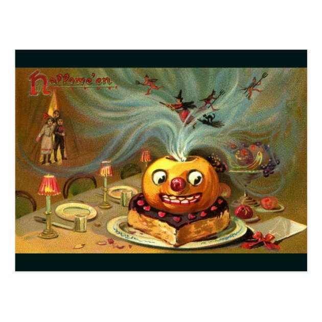 Vintage Halloween Table Postcard