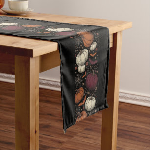 Vintage Halloween Table Runner, Retro Pumpkin Medium Table Runner