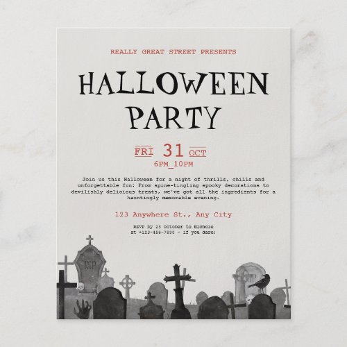 Vintage Halloween Terror Party Editable Halloween Flyer