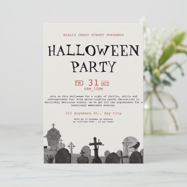Vintage Halloween Terror Party, Editable Halloween Invitation (Standing Front)