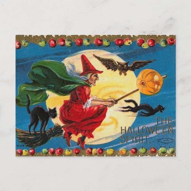 Vintage - Halloween - The Halloween Spirit Postcard (Front)