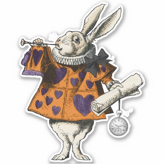 Vintage Halloween Themed White Rabbit Wonderland Sticker (Front)