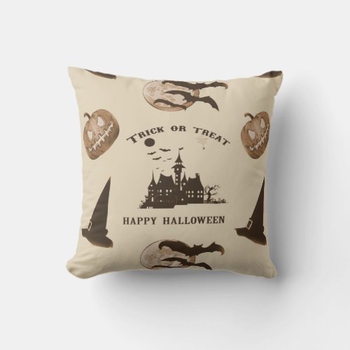 Vintage Halloween Throw Pillow