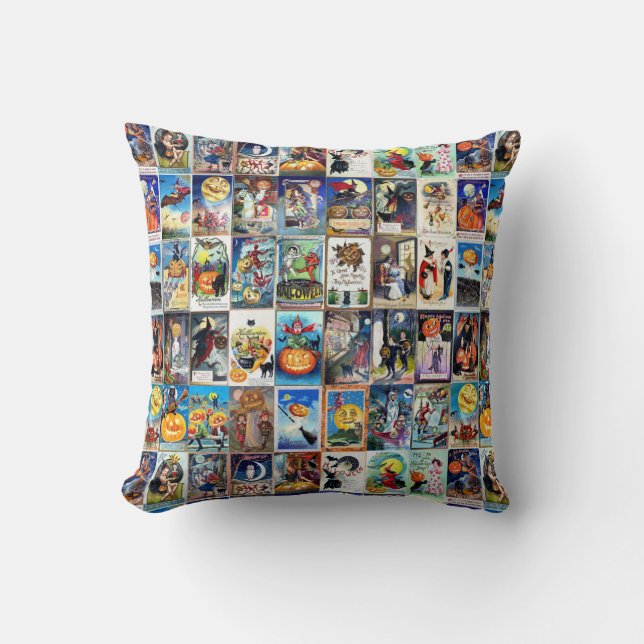Vintage Halloween Throw Pillow (Front)