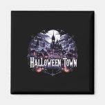 Vintage Halloween Town Skeleton Ghost Pumpkin Hall Magnet