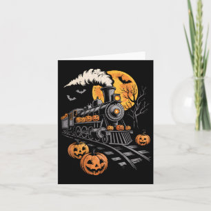 Vintage Halloween Train Jack O Lantern Pumpkin Men Card