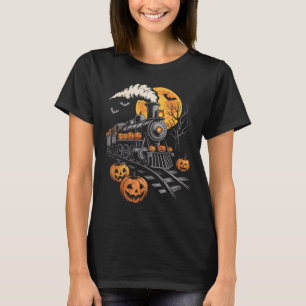 Vintage Halloween Train Jack O Lantern Pumpkin Men T-Shirt