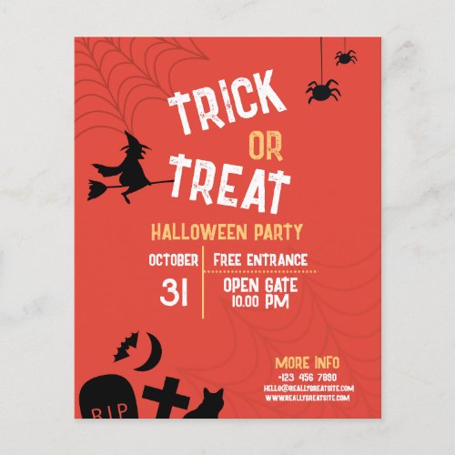 Vintage Halloween Trick Or Treat Halloween Party Flyer