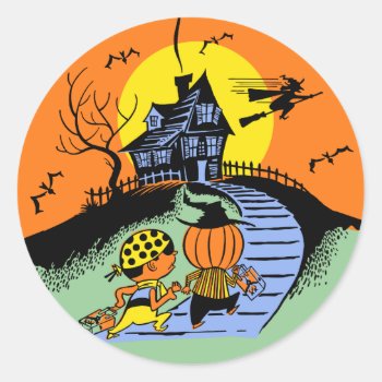 Vintage Halloween Trick Or Treat Kids Sticker by Vintage_Halloween at Zazzle