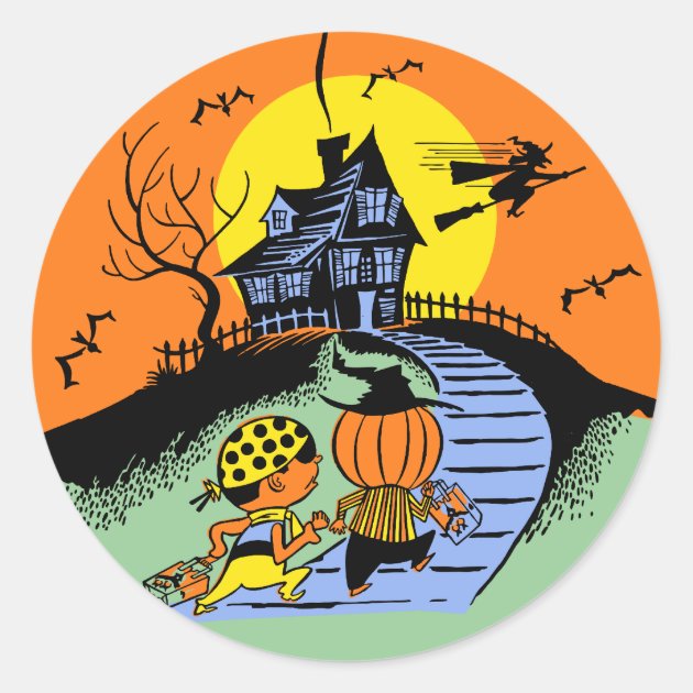 Vintage Halloween Trick Or Treat Kids Sticker