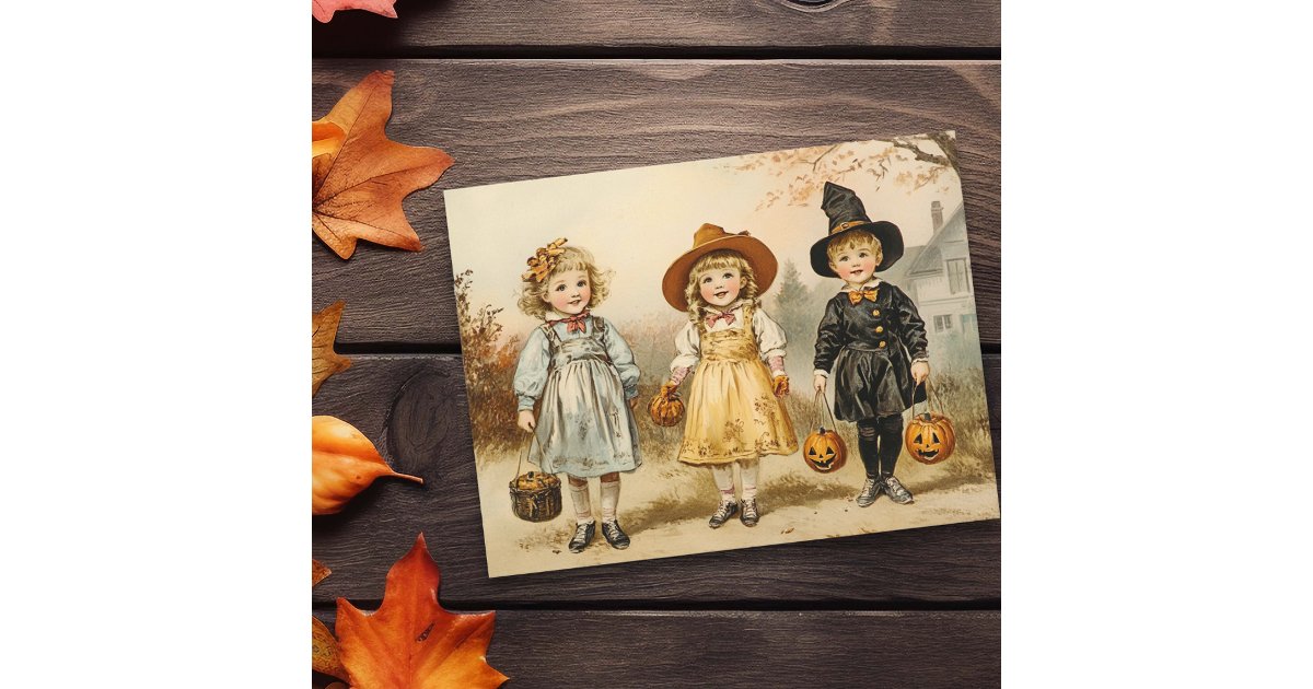 Vintage Halloween Trick or Treat Postcard | Zazzle