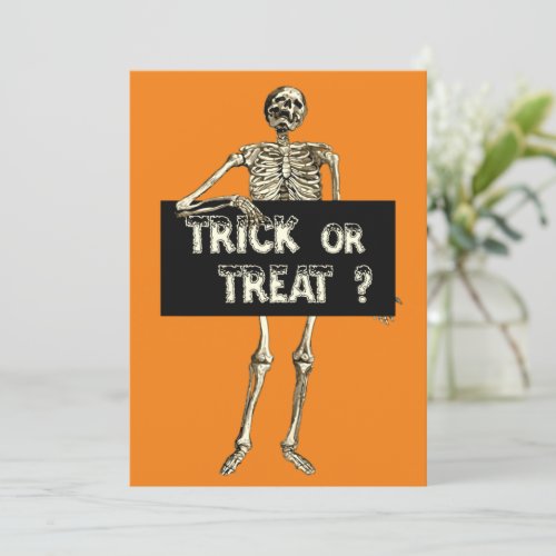 Vintage Halloween Trick or Treat Skeleton Invitation