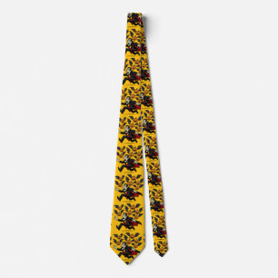 Vintage Halloween Vampire and Flying Pumpkin Bats Neck Tie