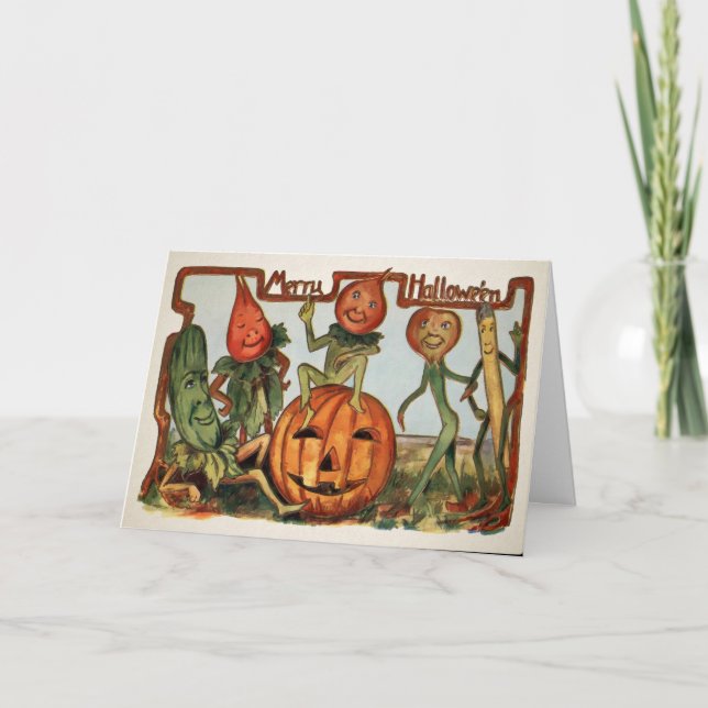 Vintage Halloween Vegetables Card (Front)