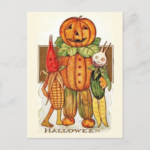 Vintage Halloween Vegetables  Postcard