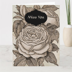 Vintage Halloween Victorian Gothic Rose in Sepia Card