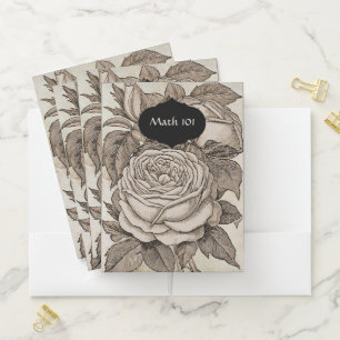 Vintage Halloween Victorian Gothic Rose in Sepia Pocket Folder