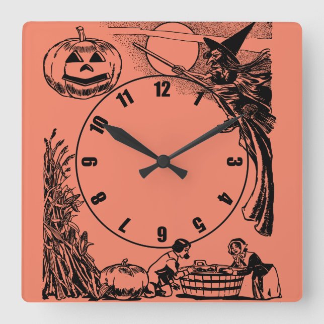 Vintage Halloween Wall Clock (Front)