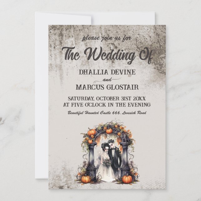 Vintage Halloween Wedding  Invitation (Front)