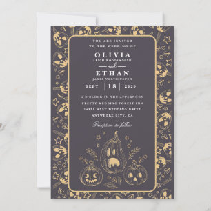 vintage halloween wedding invitations