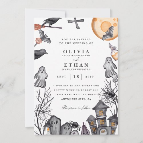 vintage halloween wedding invitations